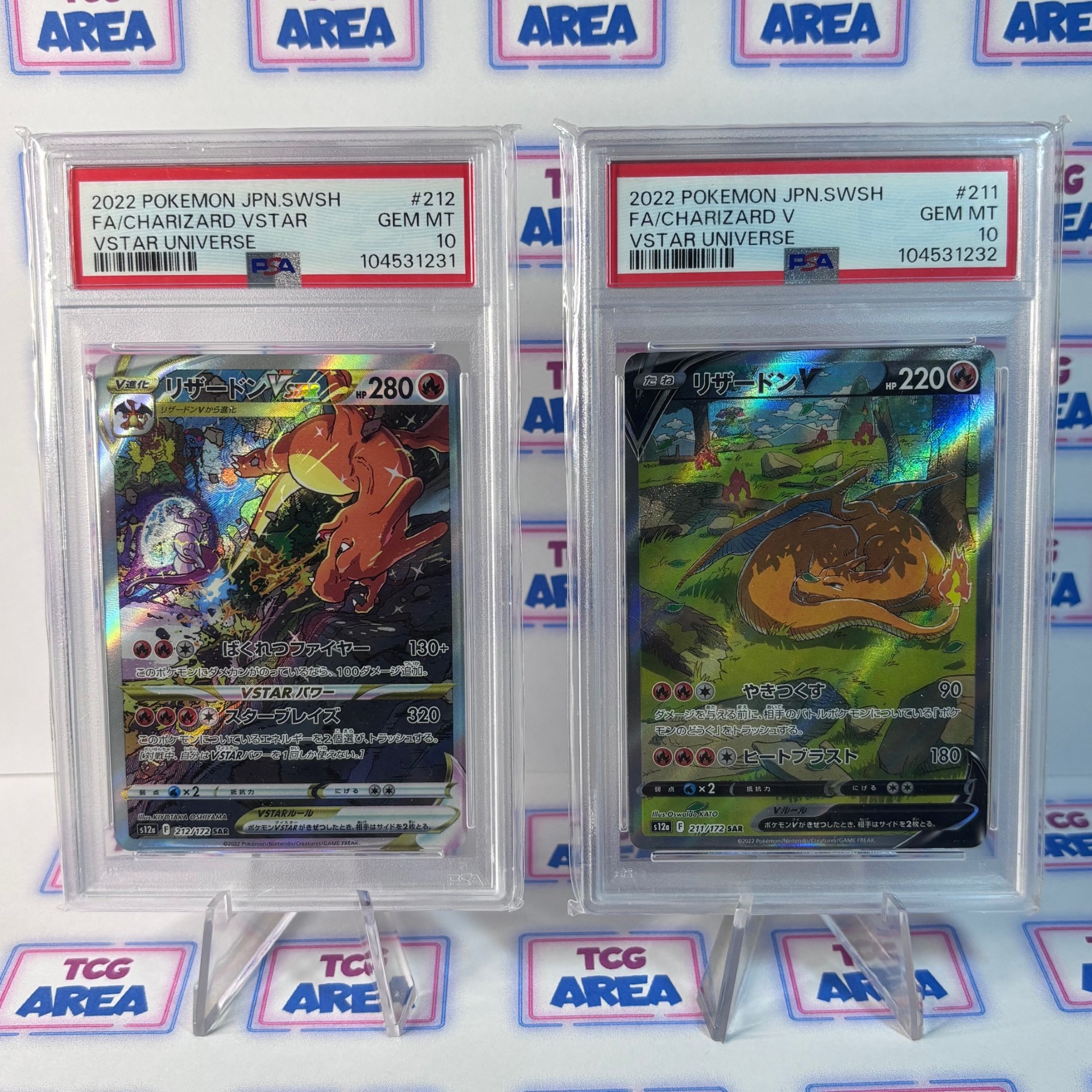 PSA 10 - Charizard VSTAR #212 & Charizard V #211 - Opeenvolgende nummers - VSTAR UNIVERSE s12a - Japans