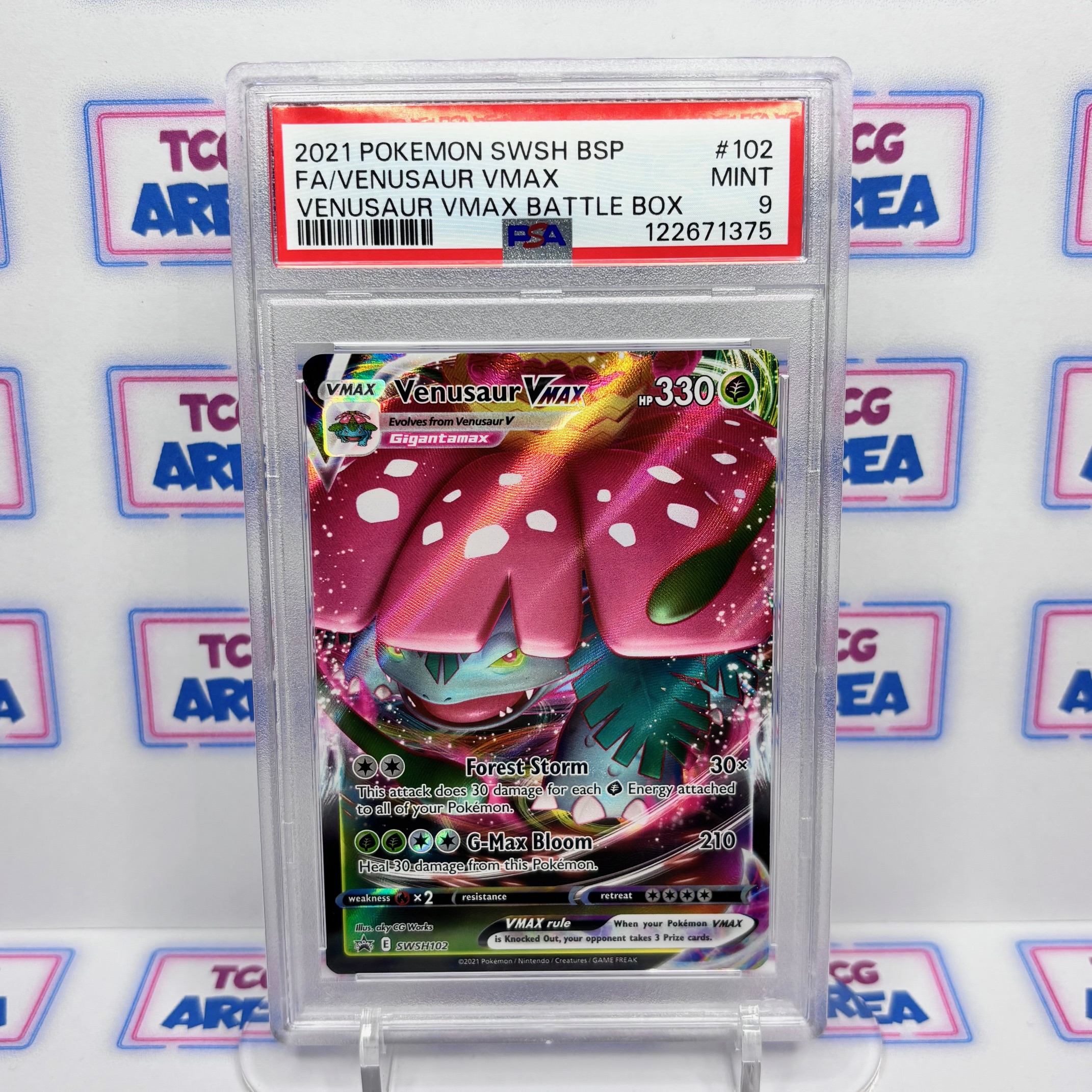PSA 9 Venusaur VMAX SWSH102 Battle Box Black Star Promo
