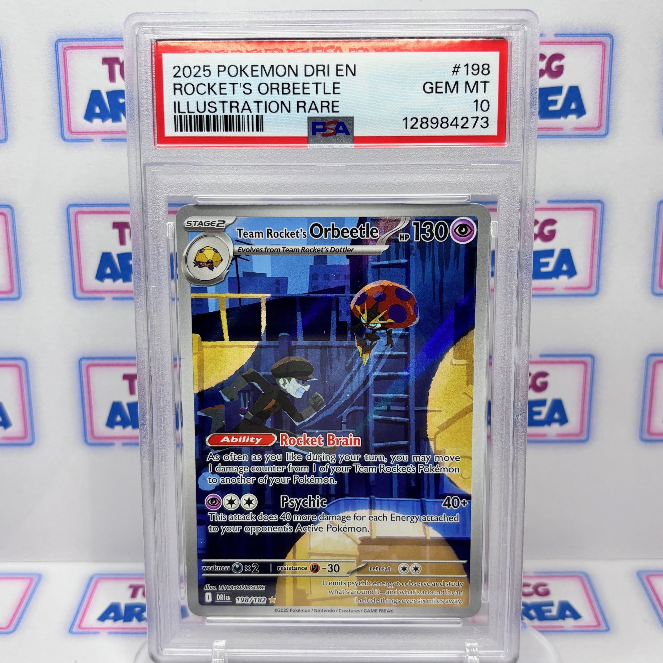 PSA 10 Team Rocket's Orbeetle 198/182 Illustration Rare - Destined Rivals