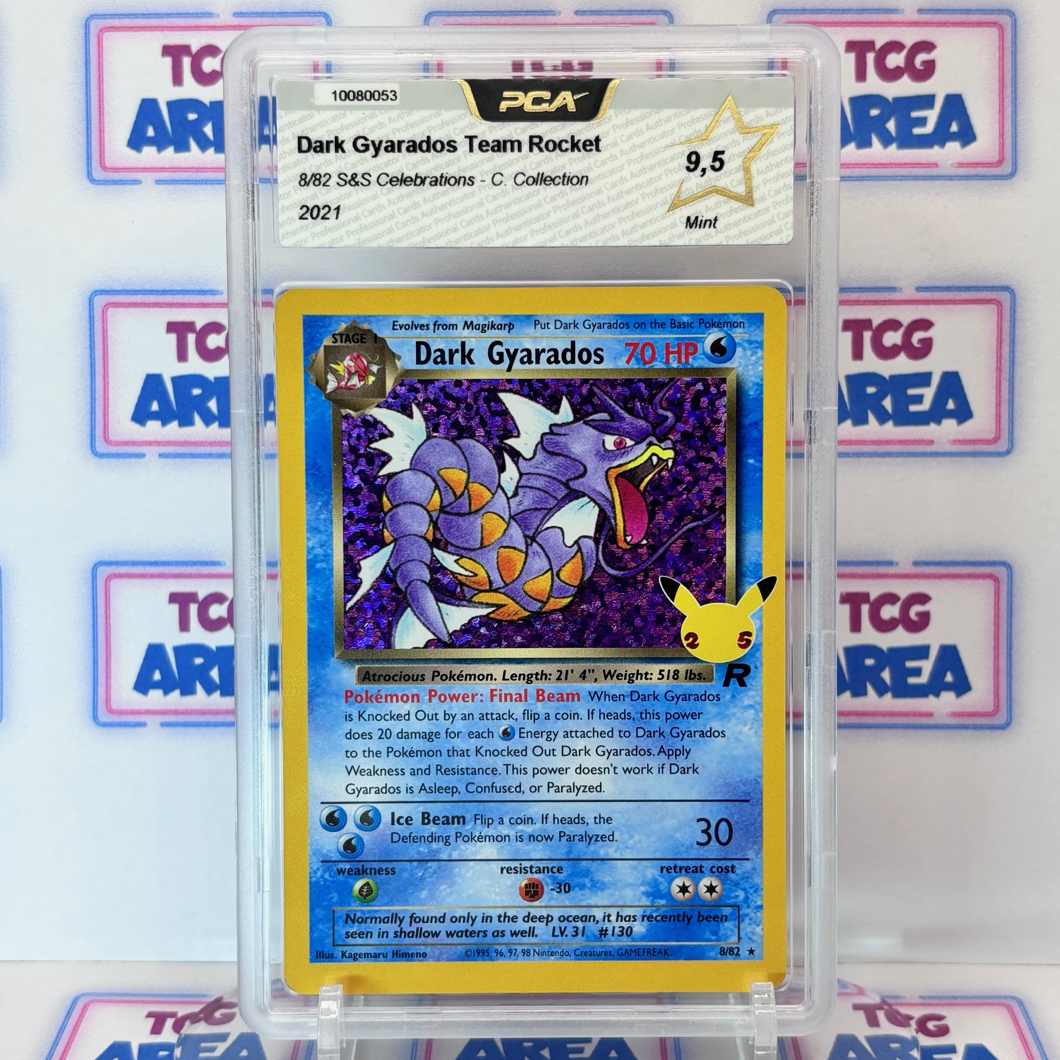 PCA 9,5 Dark Gyarados 8/82 Holo Team Rocket - Celebrations Classic Collection